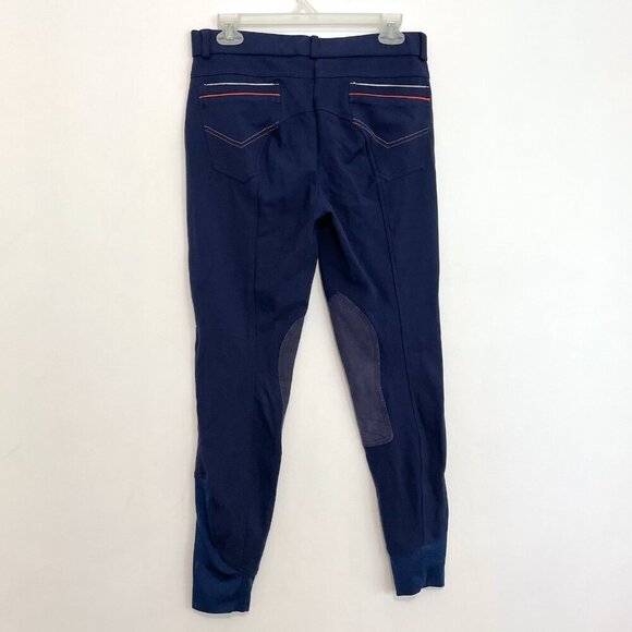 HR FARM Horse Riding Suede Breeches Navy Blue Striped Equestrian Pants Horseback - Picture 11 of 16